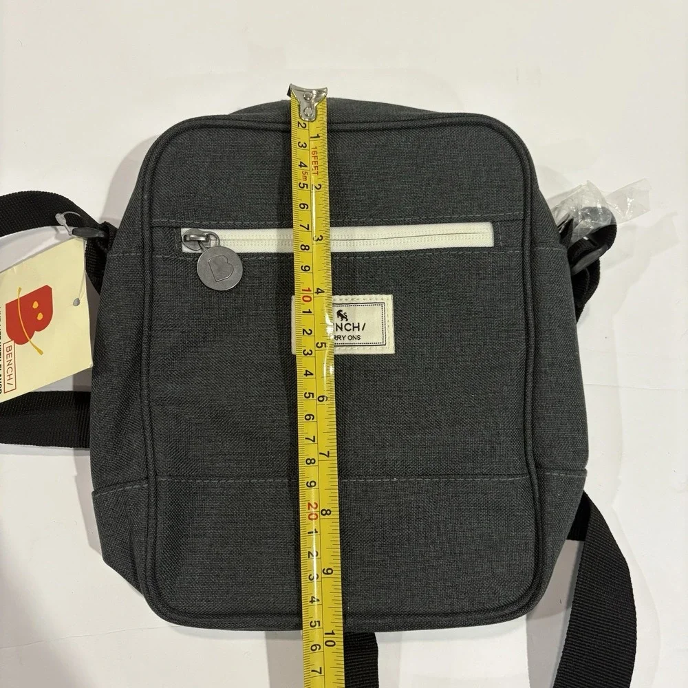 Bench Unisex Crossbody Shoulder Bag Gray Black NWT Travel Zip 10